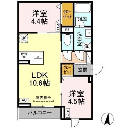 セレスティア東小岩2(2LDK/3階)の間取り写真
