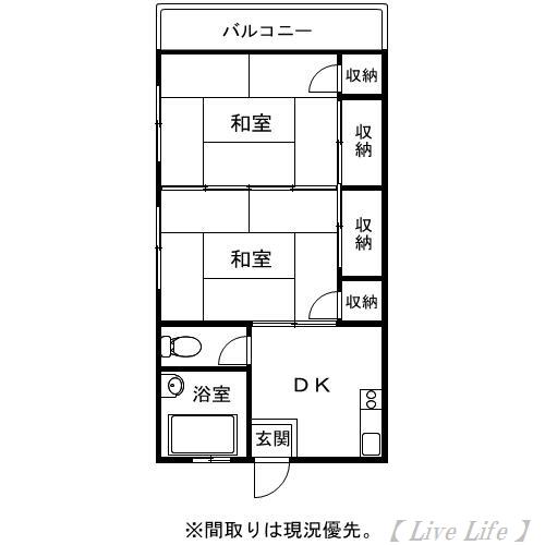 高木アパート(2DK/2階)の間取り写真