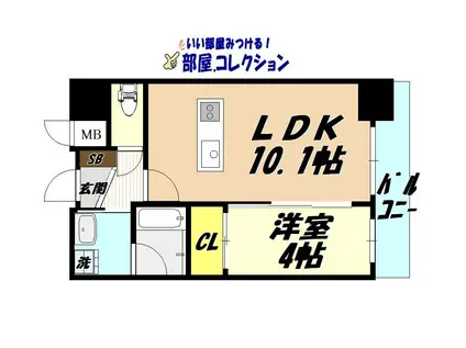 ベルコモンズ(1LDK/6階)の間取り写真