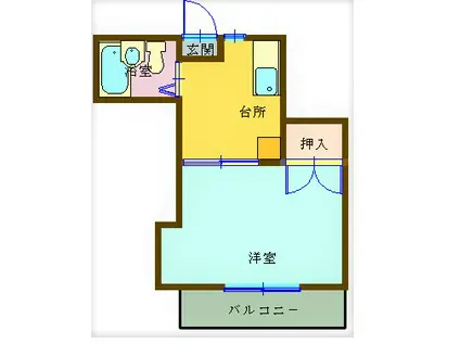 ハイツカワカミ(1DK/2階)の間取り写真