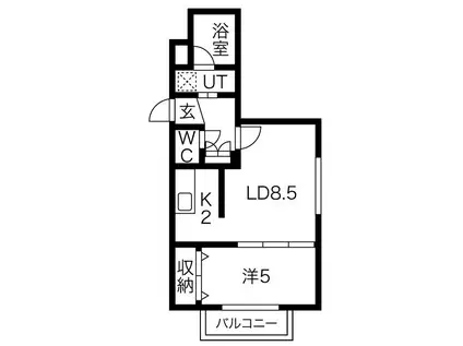 リヒトラーレ北大ウエスト(1LDK/2階)の間取り写真