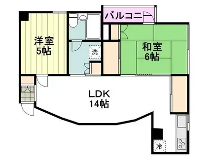 1991KUNITACHI(2LDK/3階)の間取り写真