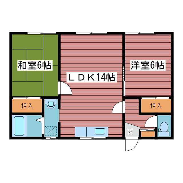 コーポライラック(2LDK/2階)の間取り写真
