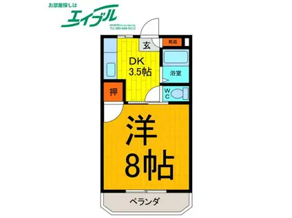 サンシティ鳴門1(1K/2階)の間取り写真