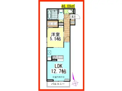 DL グレイス長後(1LDK/1階)の間取り写真