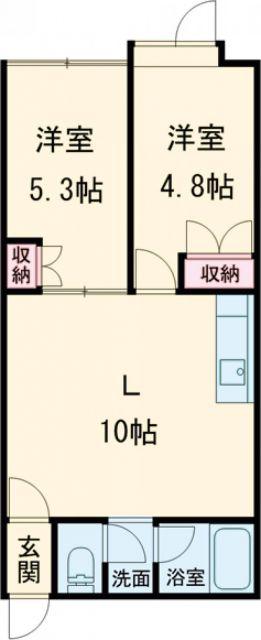 五稜郭パークハイツ(2LDK/1階)の間取り写真