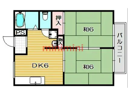 エクセレント高槻D棟(2DK/2階)の間取り写真