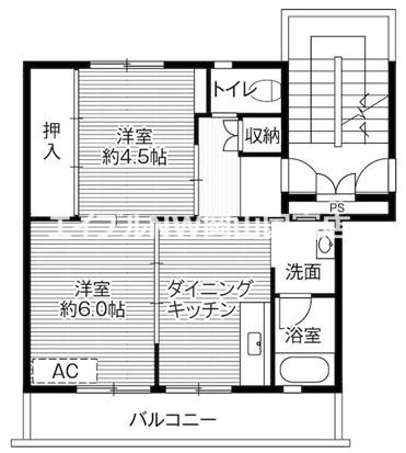 ビレッジハウス和気1号棟(2DK/1階)の間取り写真