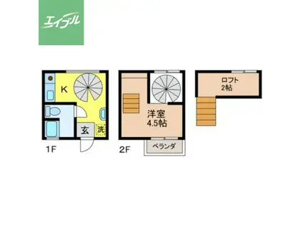 イルミナ弁天(1K/1階)の間取り写真