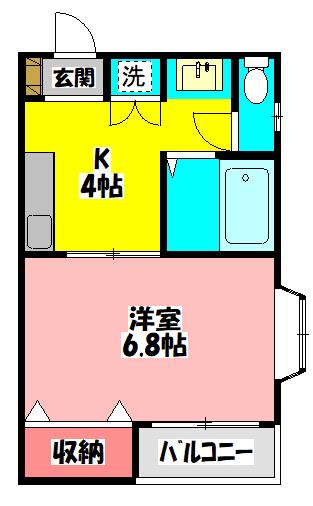 パルコート門真本町(1K/2階)の間取り写真
