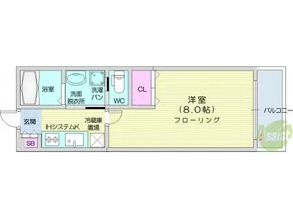 アリュール北仙台(1K/1階)の間取り写真