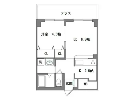 キャッスルII(1LDK/1階)の間取り写真