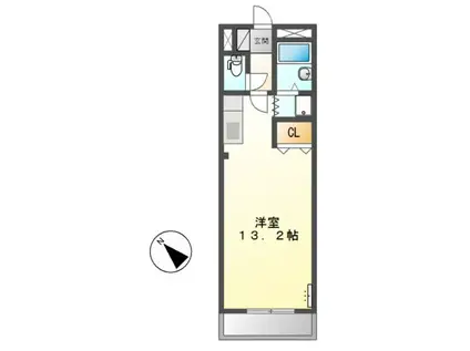 フラワーヒル(ワンルーム/3階)の間取り写真