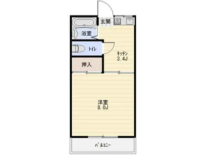 スワンガーデン(1K/1階)の間取り写真