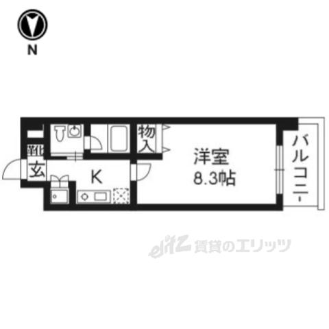 ベラジオ烏丸三条(1K/8階)の間取り写真