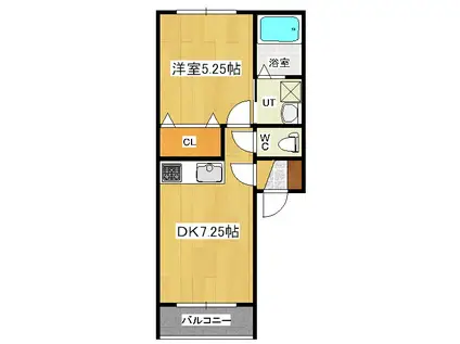 サンクレスト東三輪(1DK/1階)の間取り写真