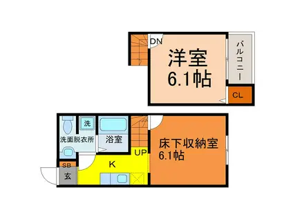 ドヌールV草薙(1SK/1階)の間取り写真