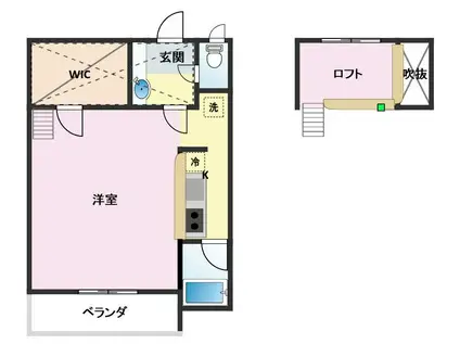 セザンヌ中条(ワンルーム/2階)の間取り写真