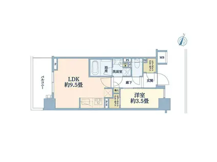 ランカ湘南台(1LDK/2階)の間取り写真