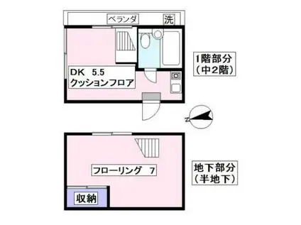 シティークレスト旭丘1号館(1DK/B1階)の間取り写真