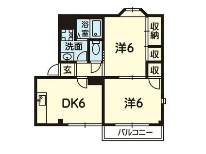 ピアハイツ(2DK/1階)の間取り写真