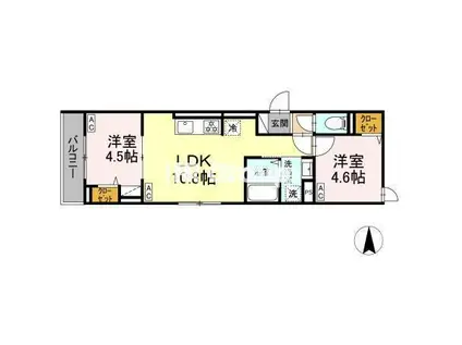 セレスティア栗原(2LDK/3階)の間取り写真