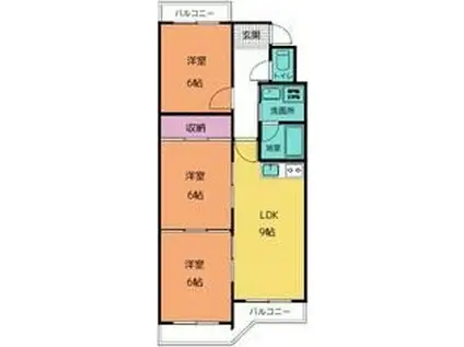 シャトー春山(3LDK/2階)の間取り写真