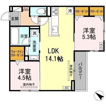 D CREST 北安東4丁目(2LDK/3階)の間取り写真