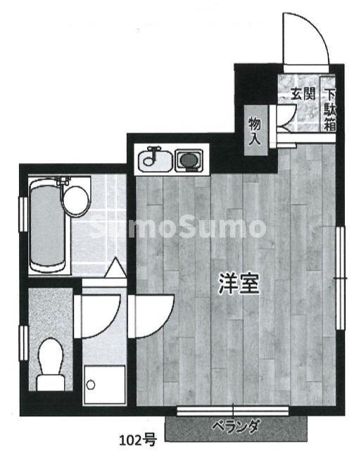ニシオカマンション(ワンルーム/2階)の間取り写真