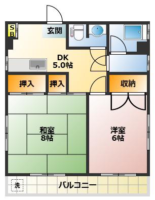 東武東上線 ときわ台駅(東京) 徒歩8分 3階建 築50年(2DK/3階)の間取り写真