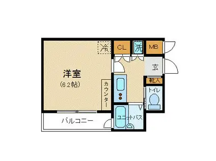 フォルトゥナ月島(1K/11階)の間取り写真