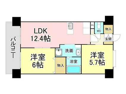 オークランド 桜通(2LDK/4階)の間取り写真