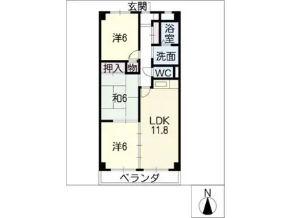 ホリモリ春日井(3LDK/3階)の間取り写真