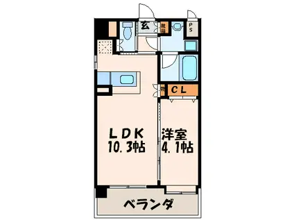 クリムゾン博多II(1LDK/8階)の間取り写真