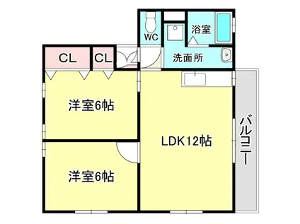 シティハイムカッセル(2LDK/2階)の間取り写真