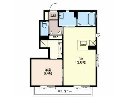 エスペランス三河B棟(1LDK/1階)の間取り写真