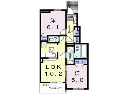ルミエールIII(2LDK/1階)の間取り写真