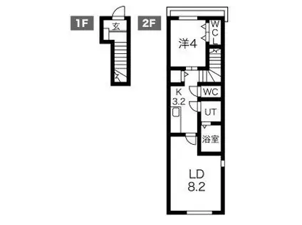 SEESAW清水町(1LDK/2階)の間取り写真