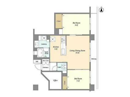 HF大森町レジデンス(2LDK/1階)の間取り写真