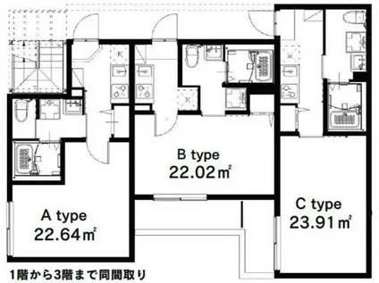 サルーテ相生(1K/3階)の間取り写真