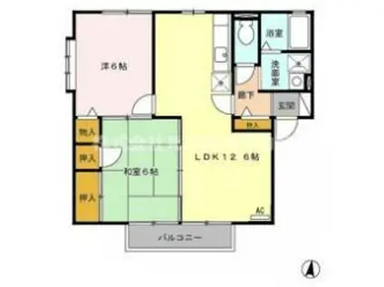 リーフレットエコーII号館(2LDK/2階)の間取り写真