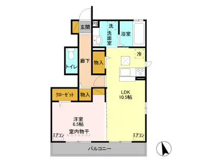 シャインアイリス II(1LDK/1階)の間取り写真