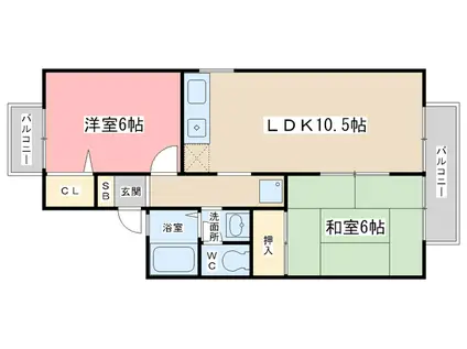 ターンドール西野II(2LDK/1階)の間取り写真