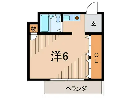 シェルプール弐番館(ワンルーム/2階)の間取り写真