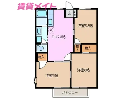 インパルス南台(3DK/2階)の間取り写真