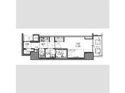 S-RESIDENCE福島玉川TRES(1K/13階)の間取り写真