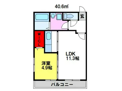 アインス繍音(1LDK/2階)の間取り写真