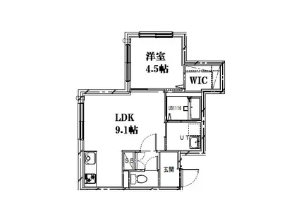 二十四軒3-5 MS A棟(1LDK/3階)の間取り写真