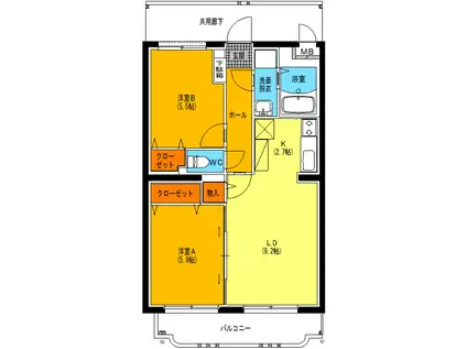レジデンス ゆい(2LDK/1階)の間取り写真