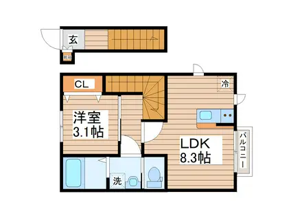 ガス割 第九弾 ESCONDITE卸町II(1LDK/2階)の間取り写真